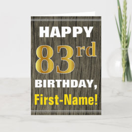 はっきりした木フェイク、フェイク金ゴールド83番目の誕生日+名前 カード