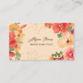 はっきりした桃フローラ金ゴールドメイクヘアロゴqrコード 名刺 (正面)