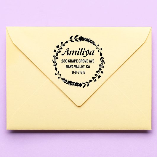 はっきりした植物パーソナライズされたモダン セルフインキングスタンプ