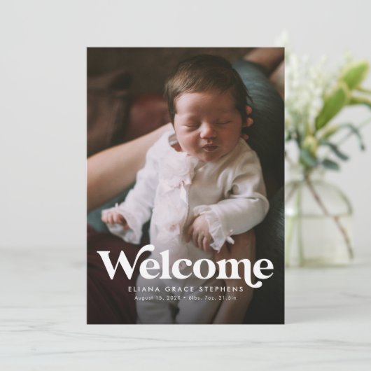 はっきりした歓迎のピンクの写真の誕生 案内状 (スタンド正面)