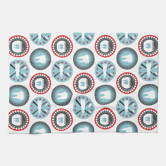 はっきりした歯科パターン – 歯科歯科衛生士 キッチンタオル (横)