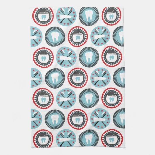 はっきりした歯科パターン – 歯科歯科衛生士 キッチンタオル (縦)