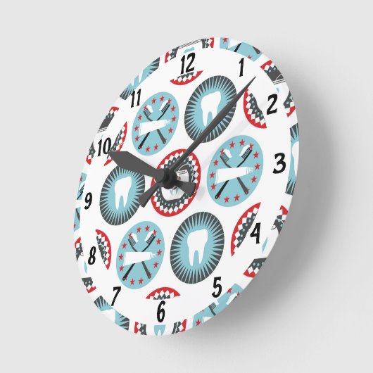 はっきりした歯科パターン – 歯科歯科衛生士 ラウンド壁時計 (傾斜)