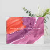 はっきりした水彩紫結婚式招待状 セーブザデート (スタンド正面)
