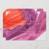 はっきりした水彩紫結婚式招待状 セーブザデート (正面/裏面)