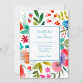 はっきりした水彩野草結婚式招待状 招待状 (正面)