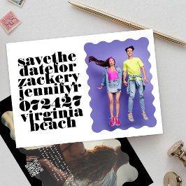 はっきりした波付き縁ど白黒QRコード写真 セーブザデート