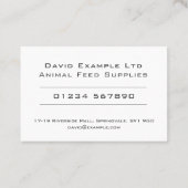 はっきりした澄ん食べ物を与え動物供給デザイン 名刺 (裏面)