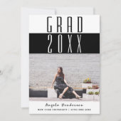 はっきりした無地の文字写真の卒業発表 招待状 (正面)