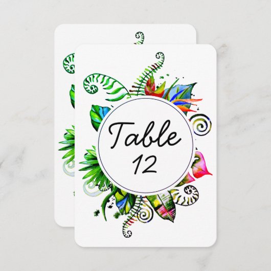 はっきりした熱帯パーム結婚リーフのテーブル数 招待状 (正面/裏面)