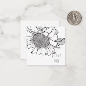 はっきりした独身のSunflower Thank You Monogram 空白の ノートカード (正面/裏面インサイチュ)