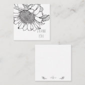 はっきりした独身のSunflower Thank You Monogram 空白の ノートカード (正面/裏面)