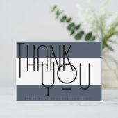 はっきりした王室の青のタイポグラフィ写真結婚 サンキューカード (スタンド正面)