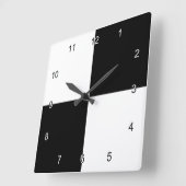 はっきりした白と黒の市松模様に正方形 スクエア壁時計 (傾斜)