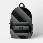 はっきりした白黒グストライプレーカスタムモノグラム プリントバックパック (正面)