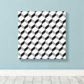 はっきりした白黒グレー光学錯覚グラフィック キャンバスプリント (インサイチュ (ウッドフロア))