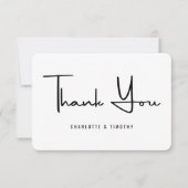 はっきりした白黒スクリプ結婚トの サンキューカード (正面)