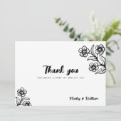 はっきりした白黒タイポグラフィフローラありがとう 招待状 (スタンド正面)