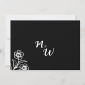 はっきりした白黒タイポグラフィフローラありがとう 招待状 (裏面)