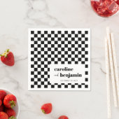 はっきりした白黒チェッカーボードカスタムウェディング スタンダードカクテルナプキン (インサイチュ)