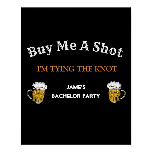 はっきりした白黒バチュラーパーティ背景 ポスター (正面)