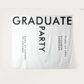 はっきりした白黒パーソナライズされた卒業背景 タペストリー (正面(横))