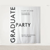 はっきりした白黒パーソナライズされた卒業背景 タペストリー (正面)