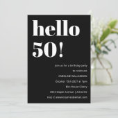 はっきりした白黒モダンシック50thバースデーパーティー 招待状 (スタンド正面)