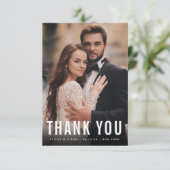はっきりした白黒モダンミニマル写真結婚ズ サンキューカード (スタンド正面)