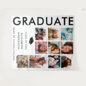 はっきりした白黒写真の背景卒業式パーティー タペストリー (正面(横))