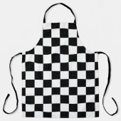 はっきりした白黒市松模様にパターン エプロン (正面)