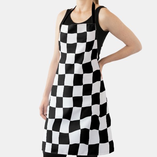 はっきりした白黒市松模様にパターン エプロン (インサイチュ)