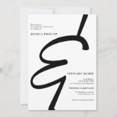 はっきりした白黒書道結婚写真 招待状 (正面)