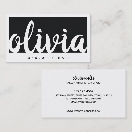 はっきりした白黒書 名刺 (正面/裏面)