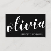 はっきりした白黒署名スクリプト書道 名刺 (正面)