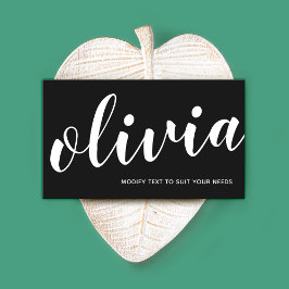 はっきりした白黒署名スクリプト書道 名刺