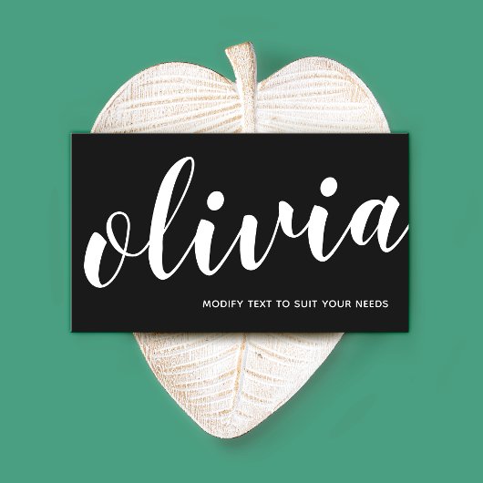 はっきりした白黒署名スクリプト書道 名刺