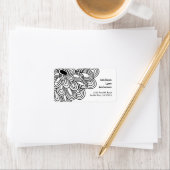 はっきりした白黒花差出人住所ラベル。 ラベル (インサイチュ)