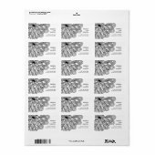 はっきりした白黒花差出人住所ラベル。 ラベル (フルシート)