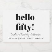 はっきりした白黒50モダン誕生日ミカスタムニ スパークリングワインラベル (シングルラベル)