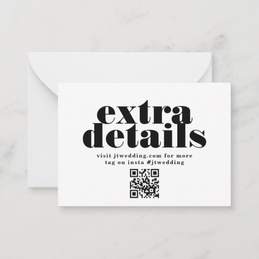 はっきりした白黒QRコードRSVPのWebサ結婚イト ノートカード (裏面)