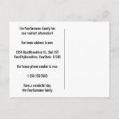 "はっきりした私達は持っています新しい住所を!" 郵便はがき 案内ポストカード (裏面)