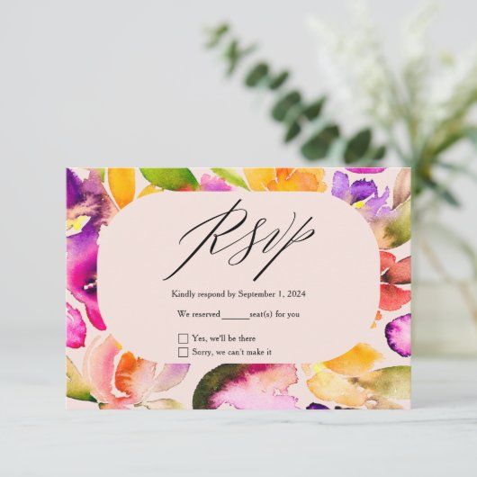 はっきりした秋オーバーサイズフローラ水結婚色 出欠カード (スタンド正面)