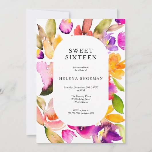 はっきりした秋オーバーサイズフローラ水色甘い16 招待状 (正面)