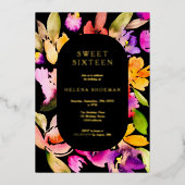 はっきりした秋オーバーサイズフローラ水色甘い16 箔招待状 (正面)