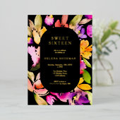 はっきりした秋オーバーサイズフローラ水色甘い16 箔招待状 (立ち正面)