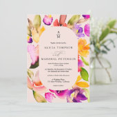 はっきりした秋オーバーサイズフローラ水色結婚写真 招待状 (スタンド正面)