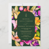 はっきりした秋オーバーサイズフローラ水色結婚写真 招待状 (正面)