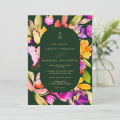 はっきりした秋オーバーサイズフローラ水色結婚写真 招待状 (スタンド正面)