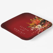 はっきりした秋フローラの燃えた赤結婚の ペーパープレート (傾斜あり)